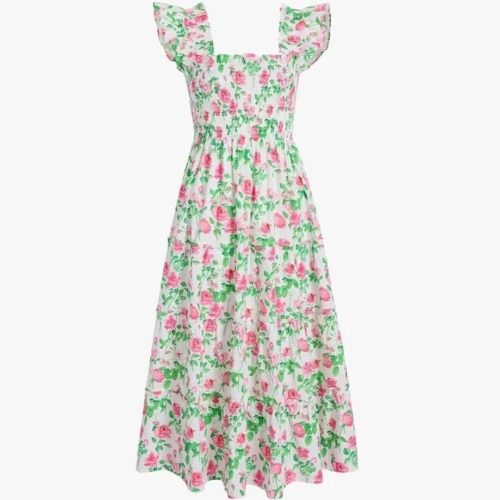 Ellie Nap Dress in Pink Roses Poplin, by Hill House